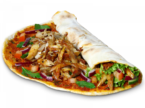 Lahmacun mit Drehspießfleisch & Käse